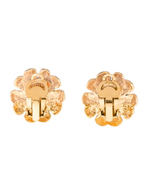 chanel diamond flower earring c|chanel camellia hoop earrings.